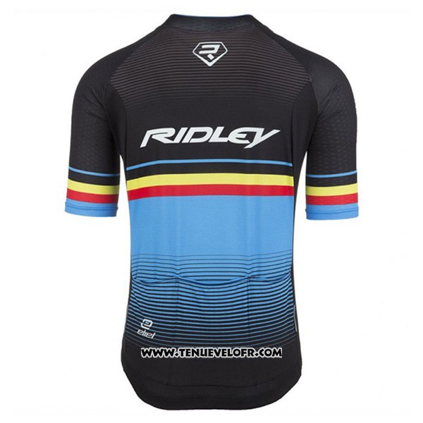 2017 Maillot Ciclismo Ridley Rincon Bleu Clair et Noir Manches Courtes et Cuissard