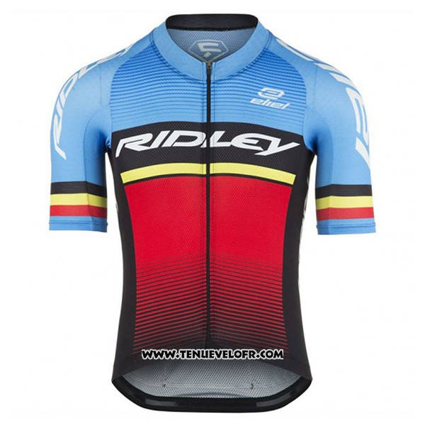2017 Maillot Ciclismo Ridley Rincon Bleu et Noir Manches Courtes et Cuissard