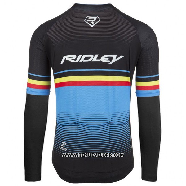2017 Maillot Ciclismo Ridley Rincon Noir et Bleu Manches Longues et Cuissard