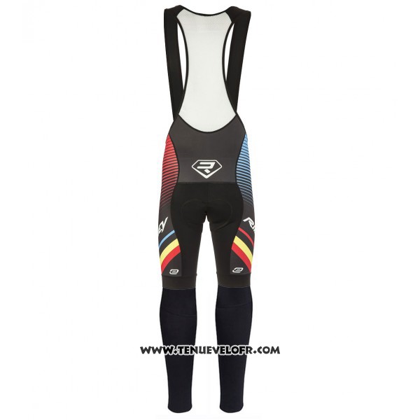 2017 Maillot Ciclismo Ridley Rincon Noir et Bleu Manches Longues et Cuissard