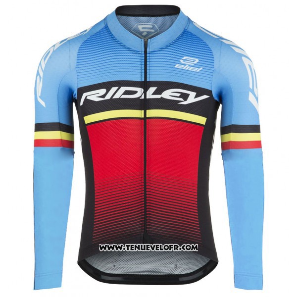 2017 Maillot Ciclismo Ridley Rincon Rouge et Bleu Manches Longues et Cuissard