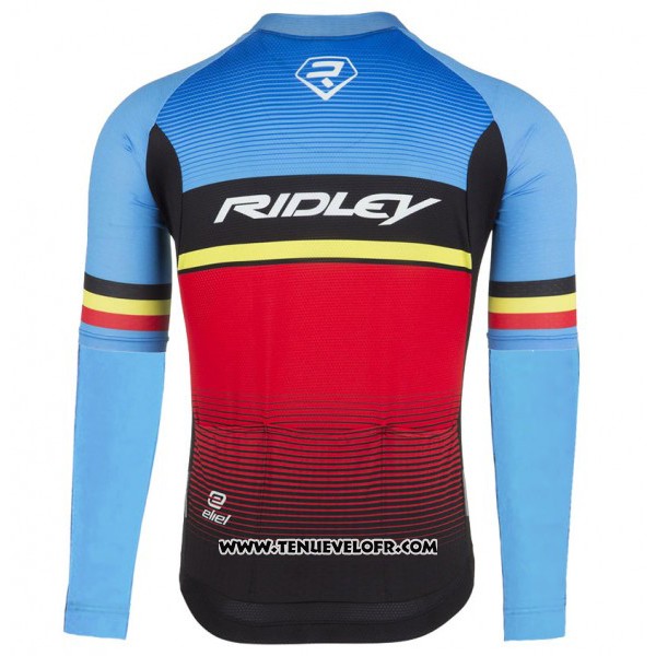 2017 Maillot Ciclismo Ridley Rincon Rouge et Bleu Manches Longues et Cuissard