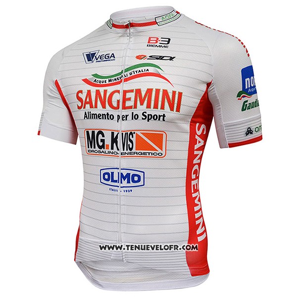 2017 Maillot Ciclismo Sangemini Blanc et Orange Manches Courtes et Cuissard