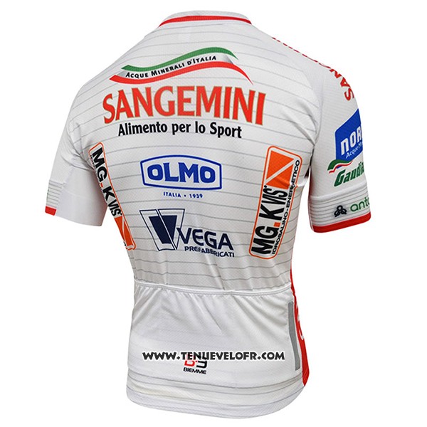 2017 Maillot Ciclismo Sangemini Blanc et Orange Manches Courtes et Cuissard