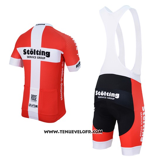 2017 Maillot Ciclismo Stolting Blanc et Rouge Manches Courtes et Cuissard