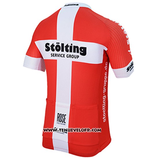 2017 Maillot Ciclismo Stolting Blanc et Rouge Manches Courtes et Cuissard