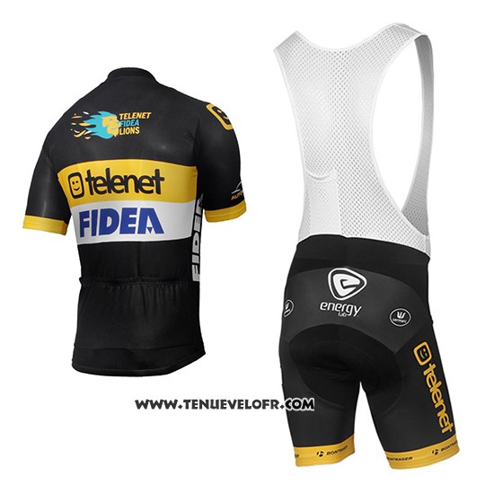 2017 Maillot Ciclismo Telenet Fidea Lions Noir Manches Courtes et Cuissard