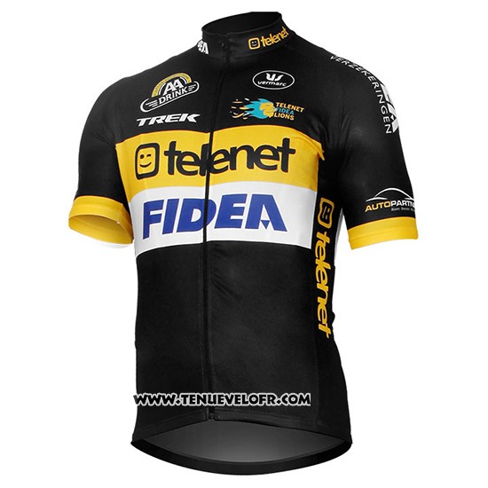 2017 Maillot Ciclismo Telenet Fidea Lions Noir Manches Courtes et Cuissard