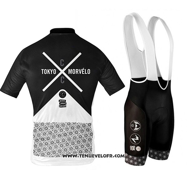 2017 Maillot Ciclismo Tokyo X Morvelo Blanc et Noir Manches Courtes et Cuissard