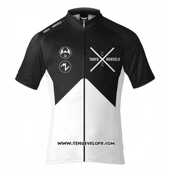 2017 Maillot Ciclismo Tokyo X Morvelo Blanc et Noir Manches Courtes et Cuissard