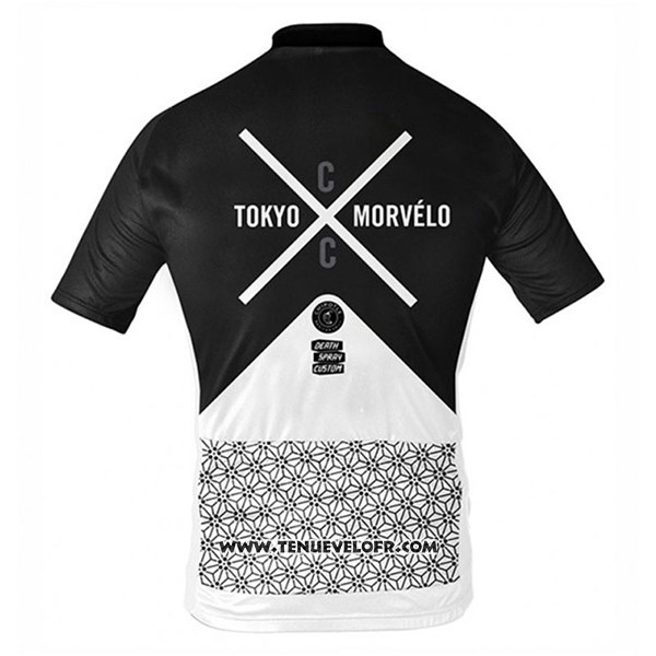 2017 Maillot Ciclismo Tokyo X Morvelo Blanc et Noir Manches Courtes et Cuissard