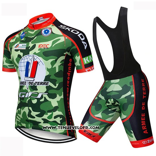 2019 Maillot Ciclismo Armee DE Terre Camouflage Manches Courtes et Cuissard