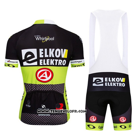 2019 Maillot Ciclismo Elkov Elektro Noir Vert Manches Courtes et Cuissard
