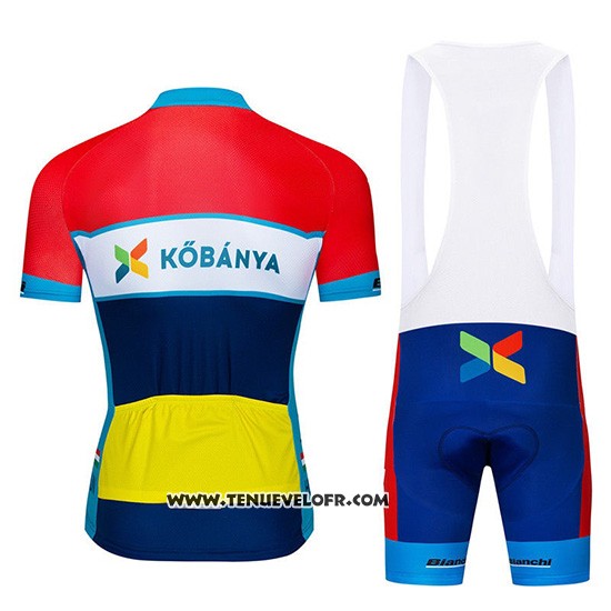 2019 Maillot Ciclismo Kobanya Rouge Blanc Bleu Manches Courtes et Cuissard