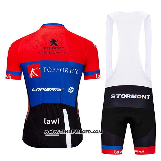 2019 Maillot Ciclismo Topforex Lapierre Rouge Bleu Manches Courtes et Cuissard