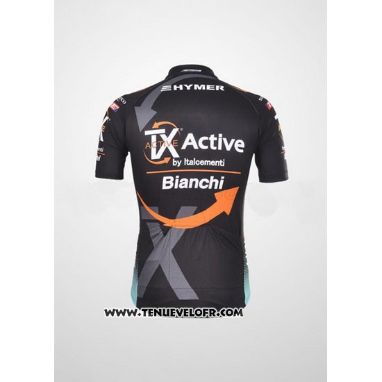 2012 Maillot Ciclismo Bianchi Noir et Orange Manches Courtes et Cuissard