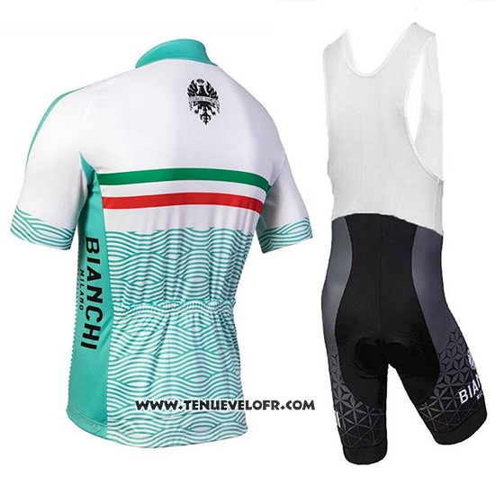 2018 Maillot Ciclismo Bianchi Attone Blanc et Vert Manches Courtes et Cuissard