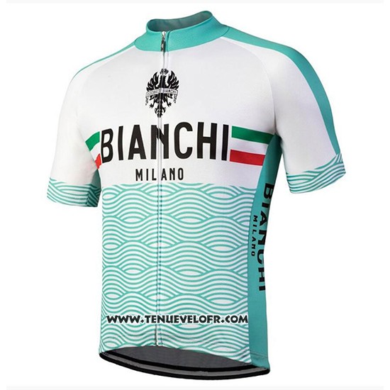 2018 Maillot Ciclismo Bianchi Attone Blanc et Vert Manches Courtes et Cuissard