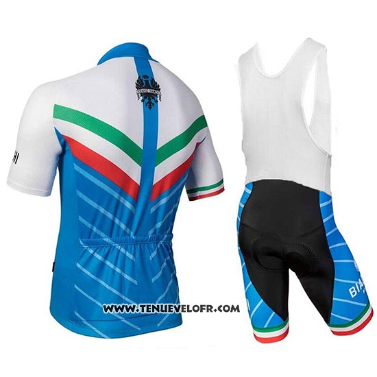 2018 Maillot Ciclismo Bianchi Tiera Blanc et Bleu Manches Courtes et Cuissard