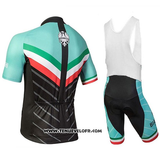 2018 Maillot Ciclismo Bianchi Tiera Lumiere Vert et Noir Manches Courtes et Cuissard