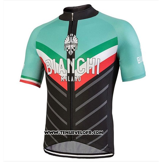 2018 Maillot Ciclismo Bianchi Tiera Lumiere Vert et Noir Manches Courtes et Cuissard