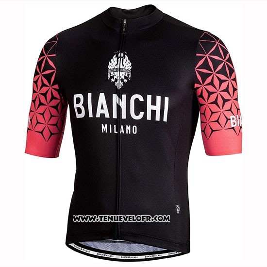 2019 Maillot Ciclismo Bianchi Milano Conca Noir Rouge Manches Courtes et Cuissard