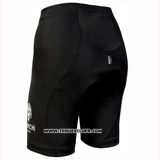 2019 Maillot Ciclismo Femme Bianchi Dot Noir Vert Manches Courtes et Cuissard