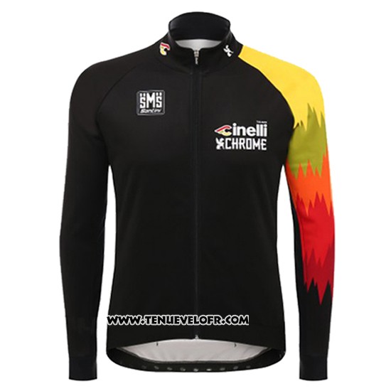 2016 Maillot Ciclismo Cinelli Chrome Noir et Jaune Manches Longues et Cuissard