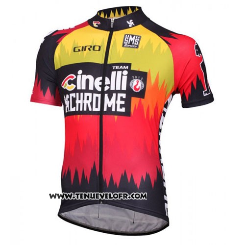 2016 Maillot Ciclismo Cinelli Chrome Rouge et Noir Manches Courtes et Cuissard
