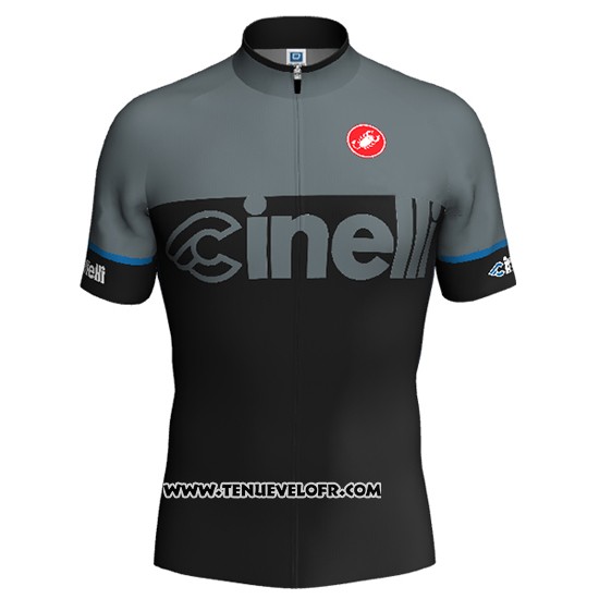 2016 Maillot Ciclismo Cinelli Noir et Gris Manches Courtes et Cuissard