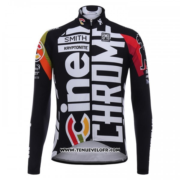 2017 Maillot Ciclismo Cinelli Chrome Noir et Blanc Manches Longues et Cuissard