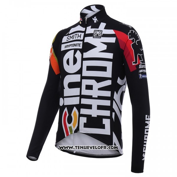 2017 Maillot Ciclismo Cinelli Chrome Noir et Blanc Manches Longues et Cuissard