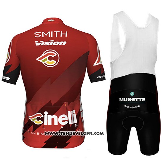 2018 Maillot Ciclismo Cinelli Chrome Fonce et Rouge Manches Courtes et Cuissard