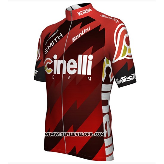 2018 Maillot Ciclismo Cinelli Chrome Fonce et Rouge Manches Courtes et Cuissard