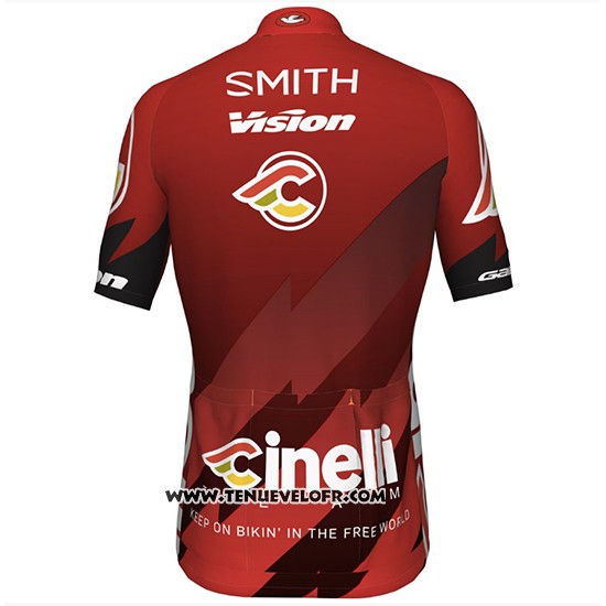 2018 Maillot Ciclismo Cinelli Chrome Fonce et Rouge Manches Courtes et Cuissard