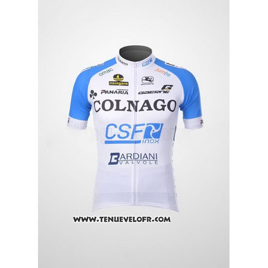 2012 Maillot Ciclismo Colnago Azur et Blanc Manches Courtes et Cuissard
