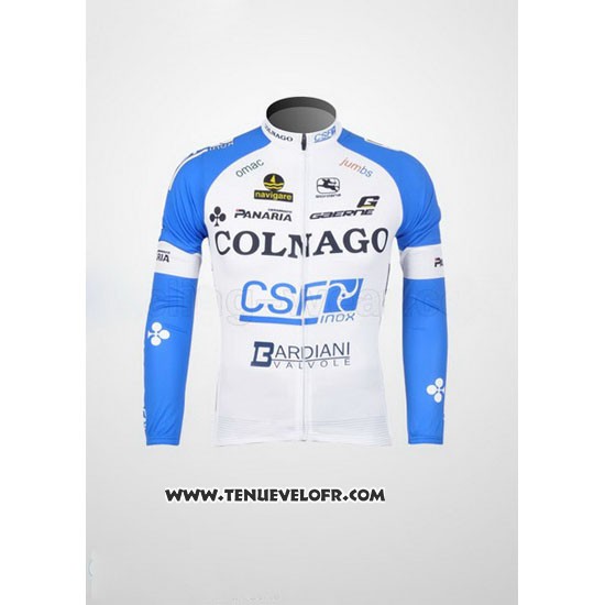 2012 Maillot Ciclismo Colnago Azur et Blanc Manches Longues et Cuissard