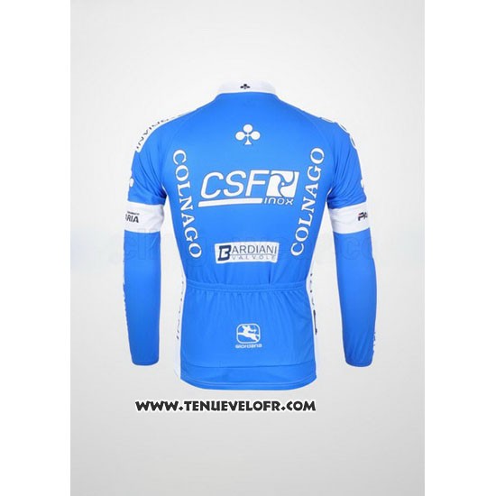 2012 Maillot Ciclismo Colnago Azur et Blanc Manches Longues et Cuissard