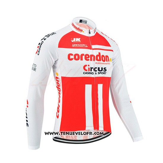 2019 Maillot Ciclismo Corendon Circus Blanc Rouge Manches Longues et Cuissard
