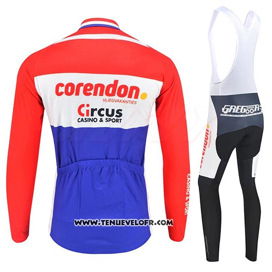 2019 Maillot Ciclismo Corendon Circus Rouge Blanc Bleu Manches Longues et Cuissard