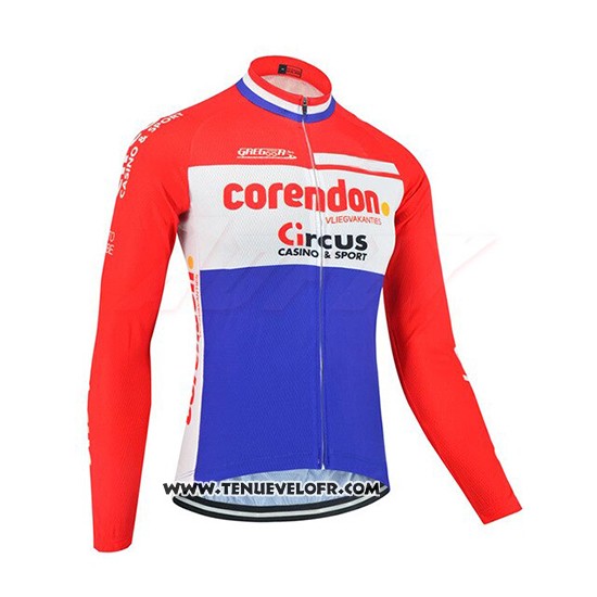 2019 Maillot Ciclismo Corendon Circus Rouge Blanc Bleu Manches Longues et Cuissard