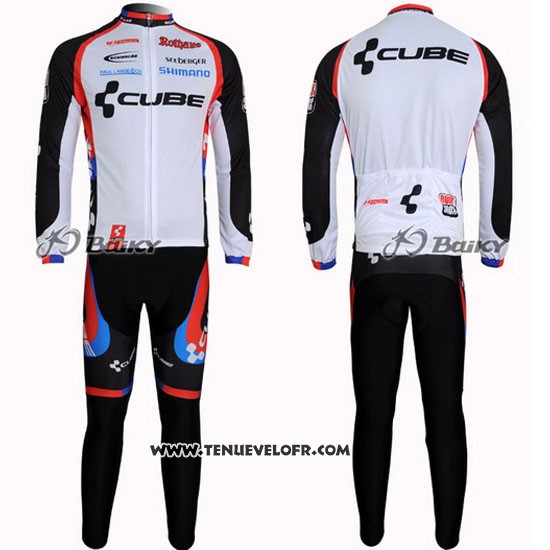 2011 Maillot Ciclismo Cube Noir et Blanc Manches Longues et Cuissard