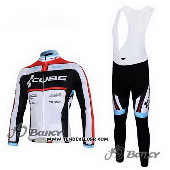 2012 Maillot Ciclismo Cube Noir et Blanc Manches Longues et Cuissard