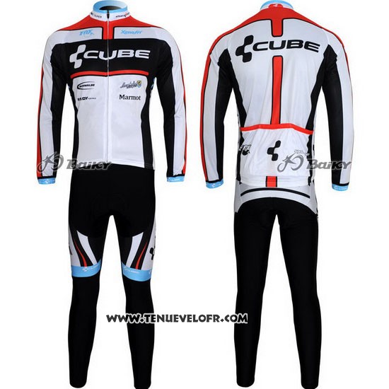 2012 Maillot Ciclismo Cube Noir et Blanc Manches Longues et Cuissard
