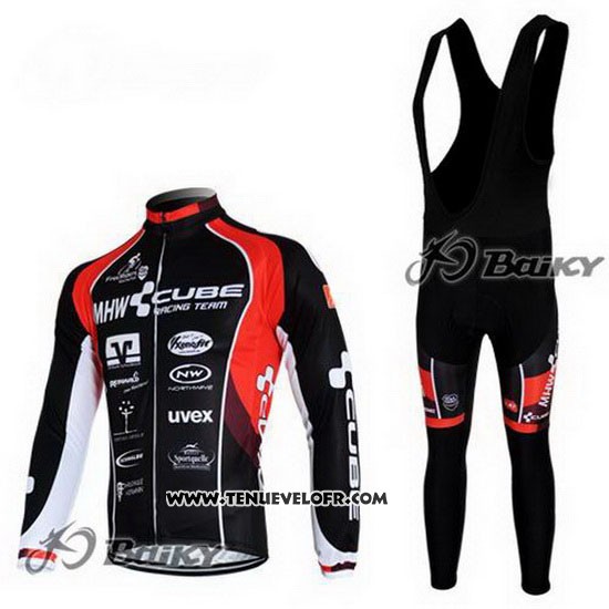2012 Maillot Ciclismo Cube Noir et Rouge Manches Longues et Cuissard