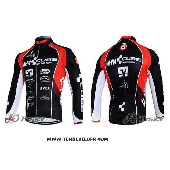 2012 Maillot Ciclismo Cube Noir et Rouge Manches Longues et Cuissard