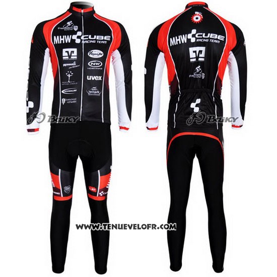 2012 Maillot Ciclismo Cube Noir et Rouge Manches Longues et Cuissard