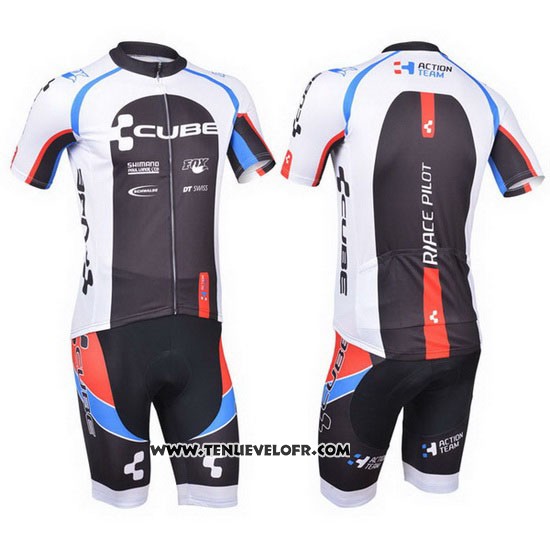 2013 Maillot Ciclismo Cube Noir et Blanc Manches Courtes et Cuissard