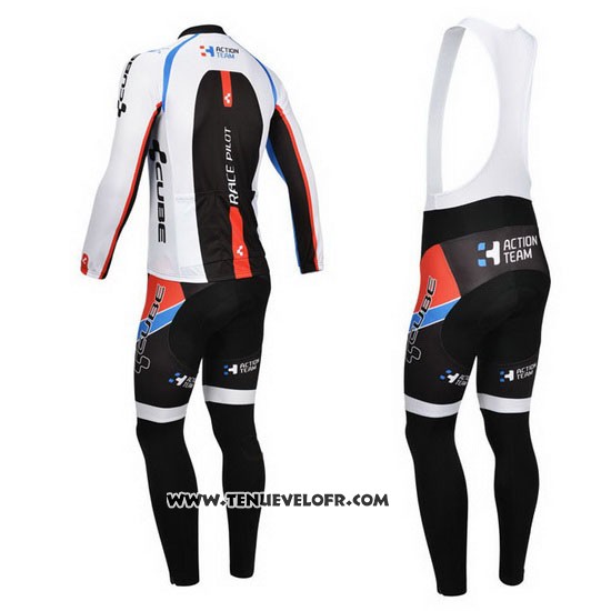 2013 Maillot Ciclismo Cube Noir et Blanc Manches Longues et Cuissard