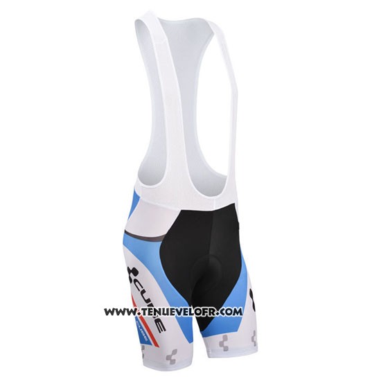 2014 Maillot Ciclismo Cube Blanc et Bleu Manches Courtes et Cuissard